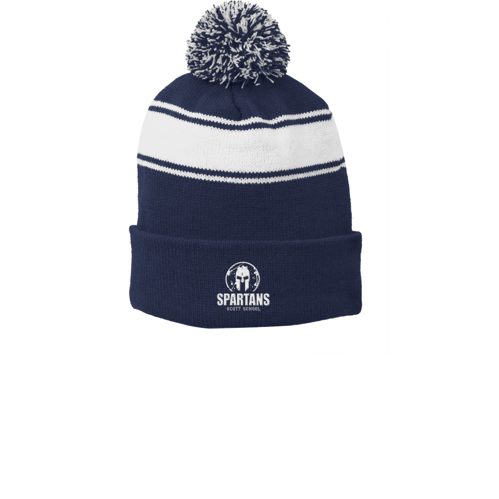 Sport-Tek® Stripe Pom Pom Beanie